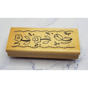 Spring Flowing Flowers Anita's Border Wood Mounted Rubber Stamp